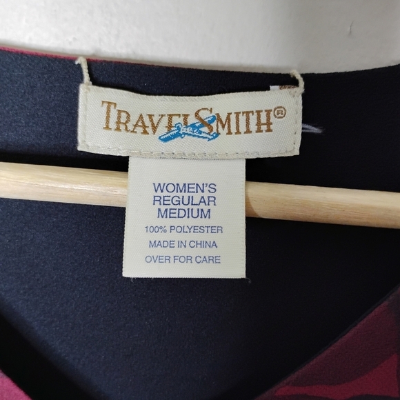 90s Travelsmith Maxi Dress Burgundy Leaf Print Fall Cottagecore Preppy Sz M - Picture 7 of 8